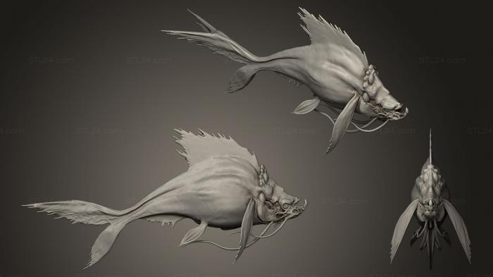Figurines of griffins and dragons (MONSTER FISH, STKG_0049) 3D models for cnc